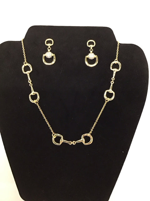 Gucci Style Saddle Necklace/Earrings Set