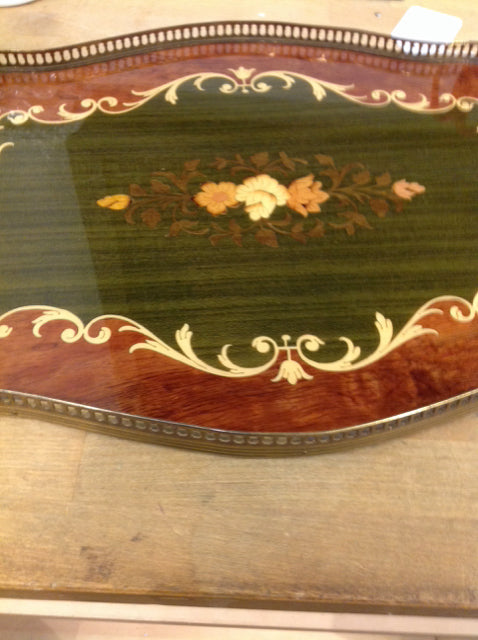 Tray- 20" Vintage Italy Inlaid Wood