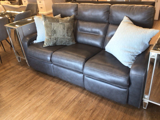 RTG Sierra Madre Grey Leather Dual Power Reclining Sofa