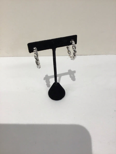 Silver Twisted Hoop Earrings