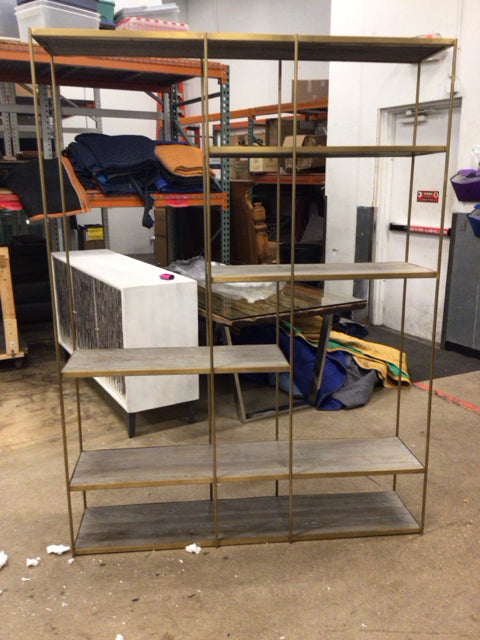 59x79 Wood/Brass Shelf Unit
