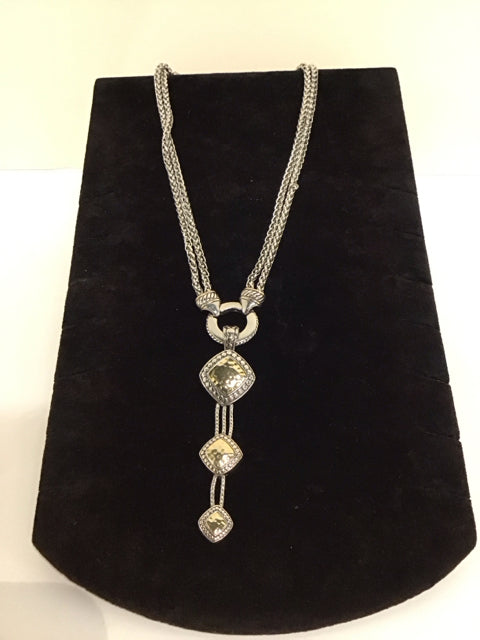 Silver Necklace w/Two-Tone Pendant