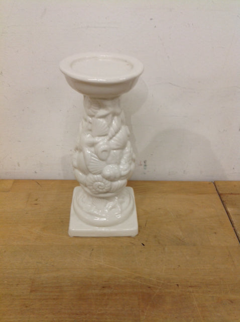 Candle Holder- 10" White Ceramic Shell