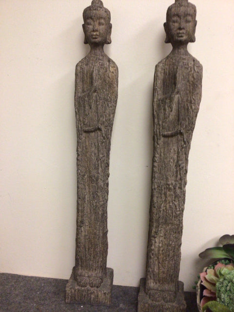 31" Wood Monk Sculpture