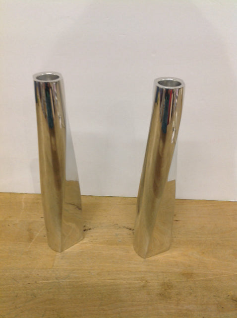 9" Set of Nambe Candle Stick Holders