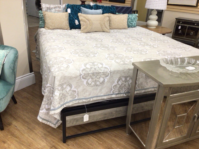 Grey Wood & Metal King Bed