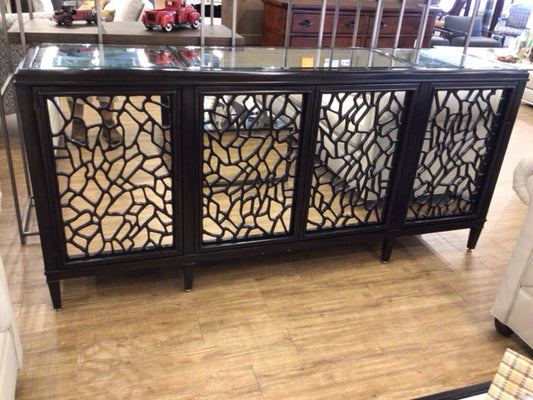 AS-IS Judith Norman Espresso Mirror Top Buffet (Cracks & Marks)