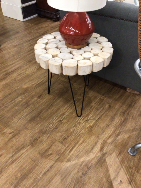 Wood Slice/Hair Pin Leg End Table