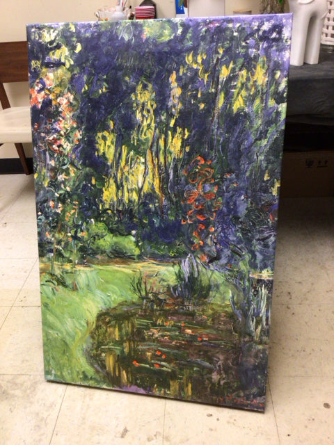 26 1/8" X 40" Blue/Green/Yellow/Red Abstract Print On Canvas