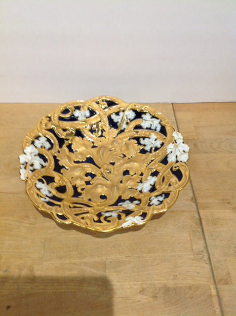 11.5" Meissen Cobalt/Gold Porcelain Centerpiece