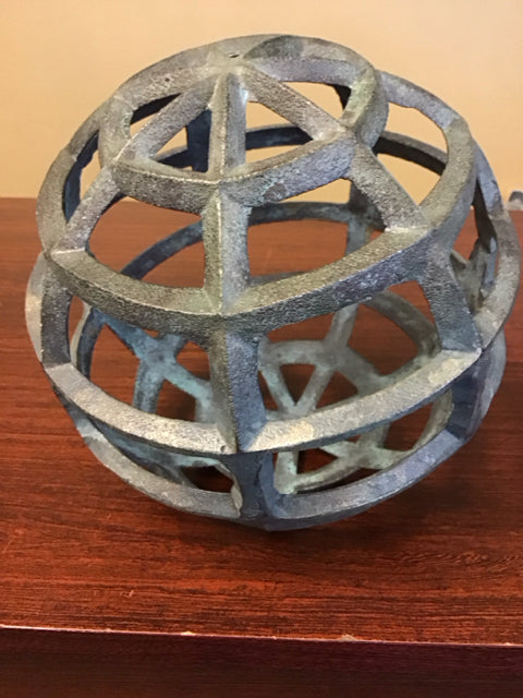 7.5" Gray Metal Decorative Orb