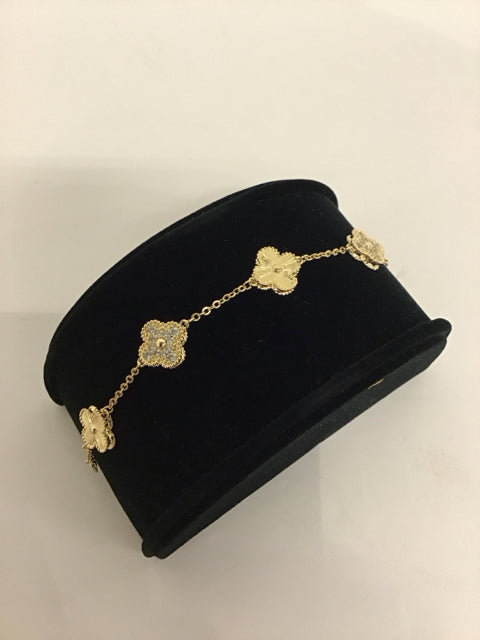 Van Cleef Style Gold/Pave Bracelet