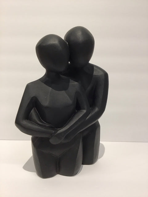 11" Black Resin Man & Woman Sculpture