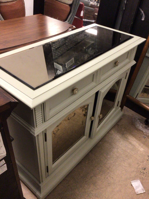 Antiqued Mirror Two Drawer/Two Door Painted Buffet
