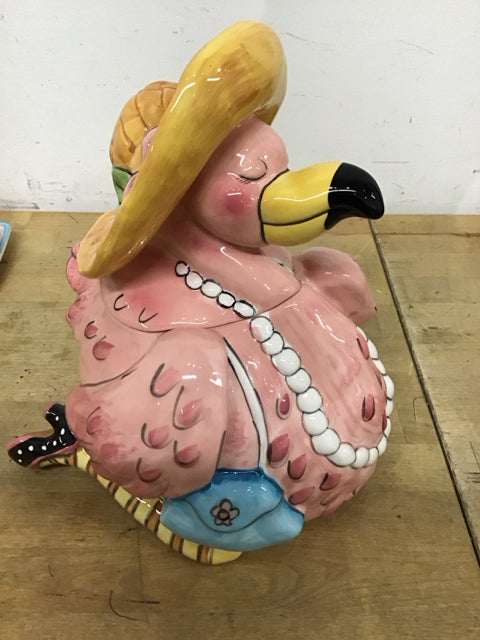 12" Blue Sky Flamingo Cookie Jar