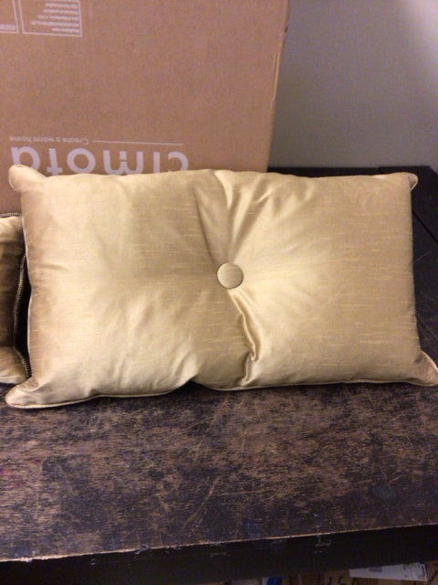 Gold Silk Button Center Pillow