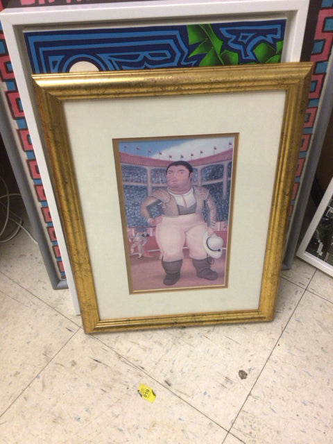 13" X 17" Gold Framed Bull Fighter Print
