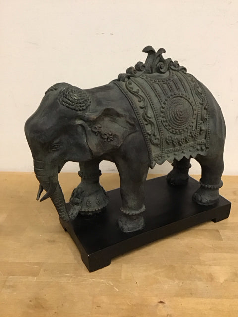 19"x18" Green Resin Elephant Figure W/Black Base