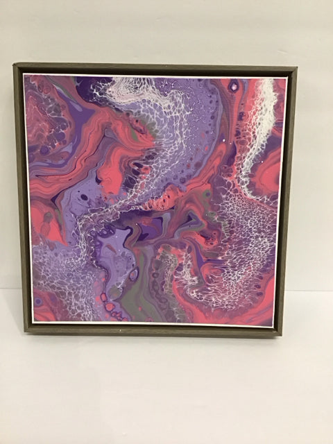 13"Sq Framed Purple Swirl By Susan David