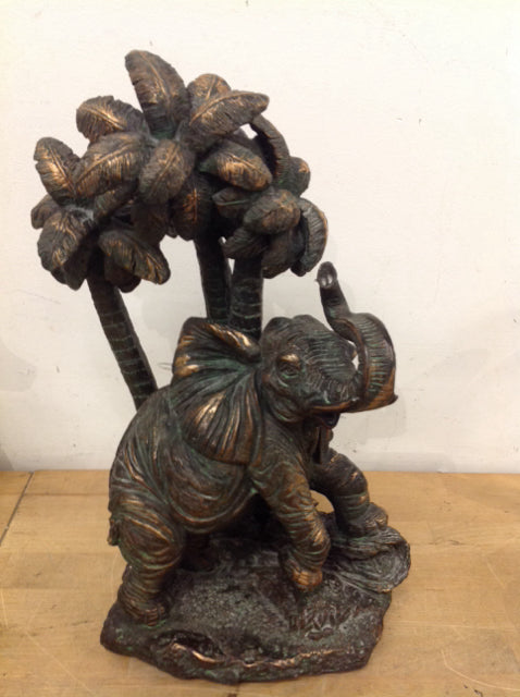 15" Resin Palm Elephant Statue