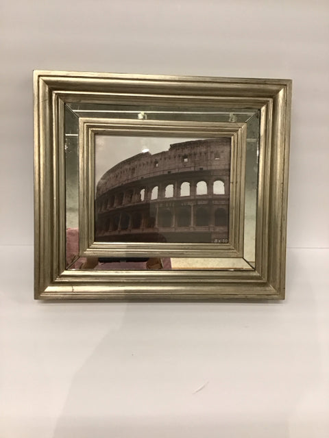 8x10 Silver Wood Frame w/Mirror AS-IS Base Doesn't Hold