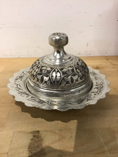 8" Silver Lidded Butter Dish