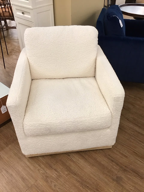 Cream Boucle Upholstered Swivel Chair
