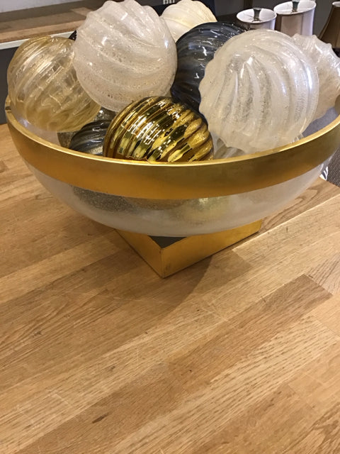 Footed Bowl W/25 Glass Balls (As Is)