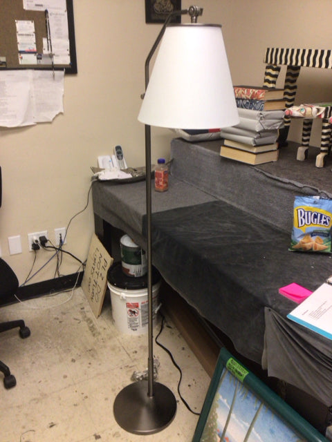 Silver Metal Floor Lamp W/Shade