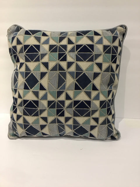 Blue/Grey Aqua Geometric Pattern Pillow