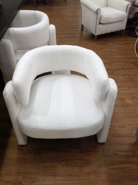 White Boucle Accent Chair