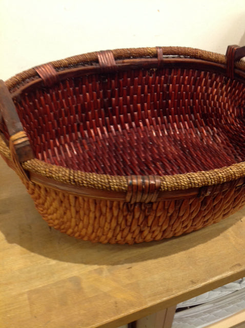 Basket- 18" Rattan & Wood