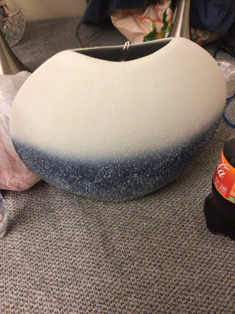 White & Blue Textured Vase