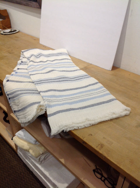 Blue/White Striped Woven Throw