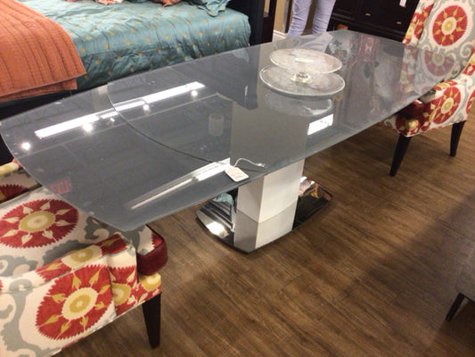 Grey Glass Top Extension Table