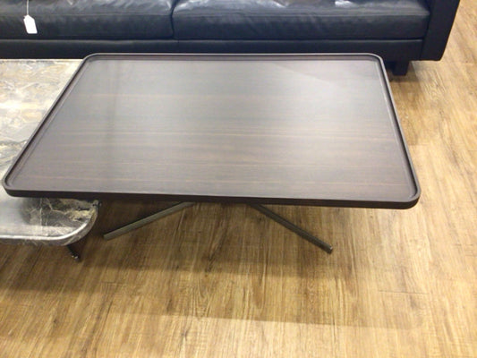 37" X 31.5" Natuzzi Rovere Dark Wood Coffee Table