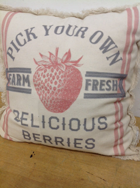 Pillow- 18" Strawberry Farm Fresh