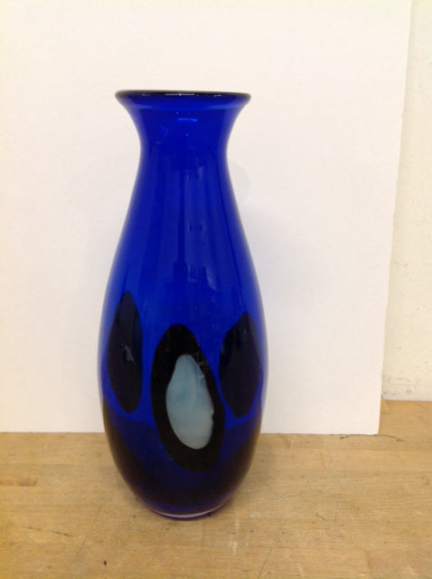 17" Art Deco Blue Glass Vase