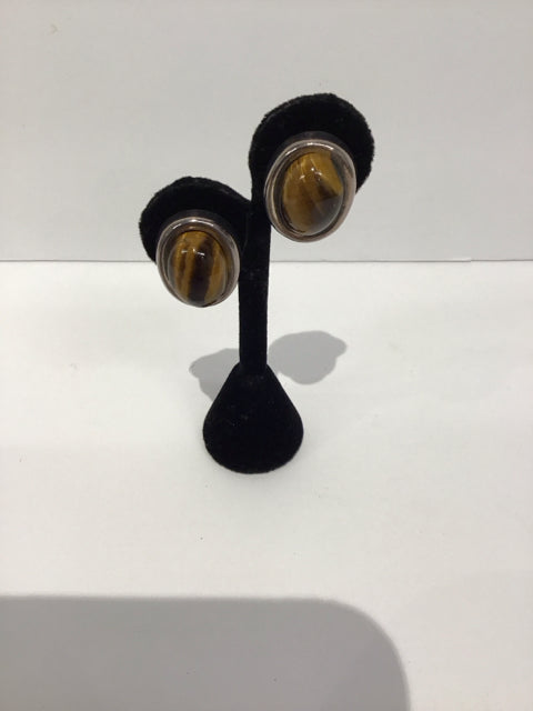 925 Silver Earrings w/Tiger's Eye Stones