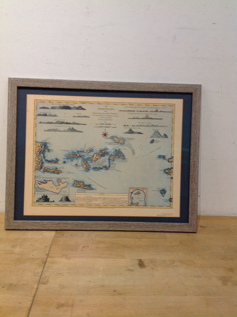 28x22 Framed "Map of the Virgin Isles"