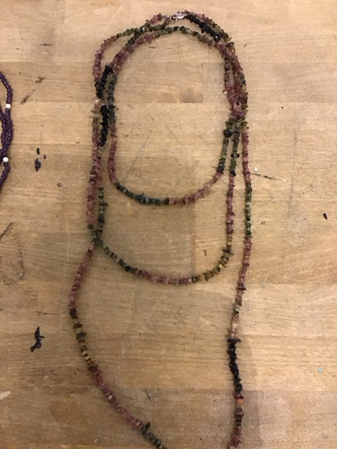 Long Multi Color Cut Glass Beaded Necklace