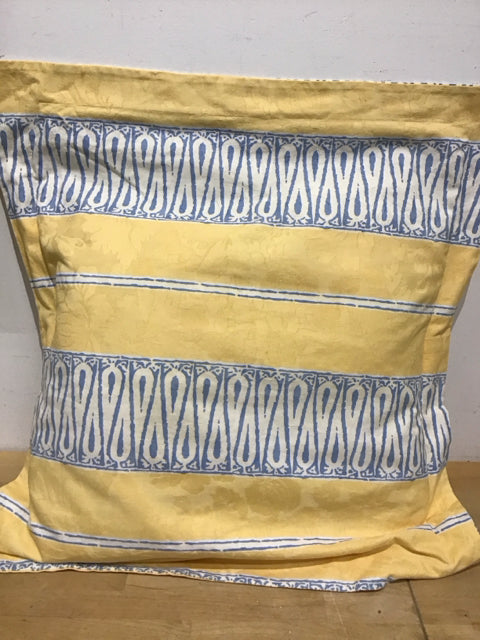 29" Sq. Yellow White & Blue Floral Damask