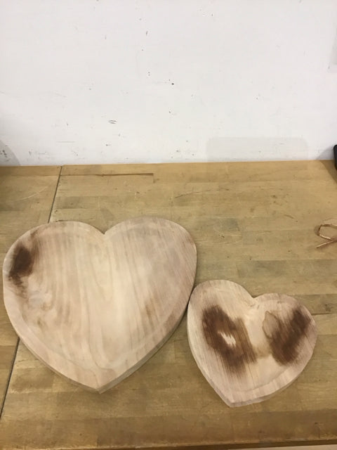 Pair Of Wood Heart Trays