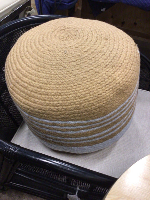 Tan/White Stipe Pouf
