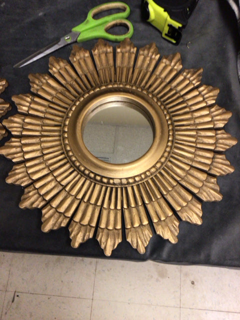 13" Sunburst Gold Framed Mirror