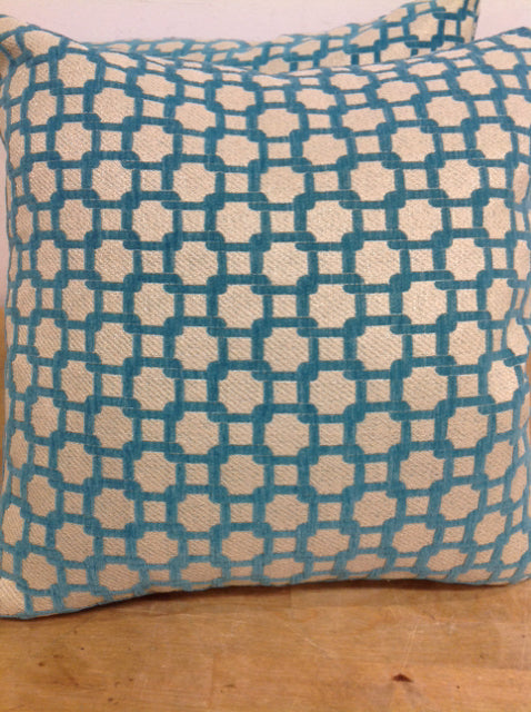 Pillow- 18" Aqua & Silver Print