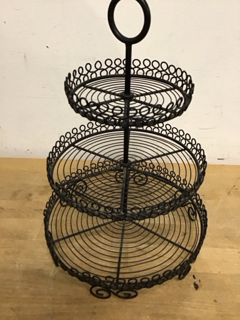 13" 3 Tier Black Metal Serving Tray