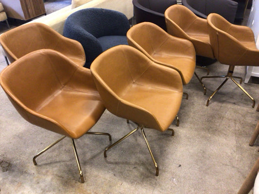 6 Carmel/Gold Vinyl Dining Chairs