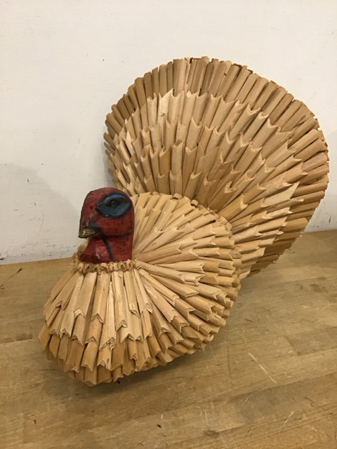 15"x15" Turkey Centerpiece Made From Corn Husk