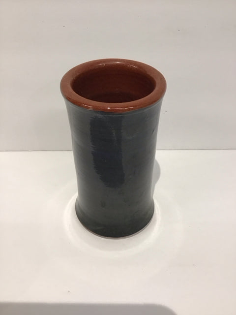 6" Black Round Pottery Vase